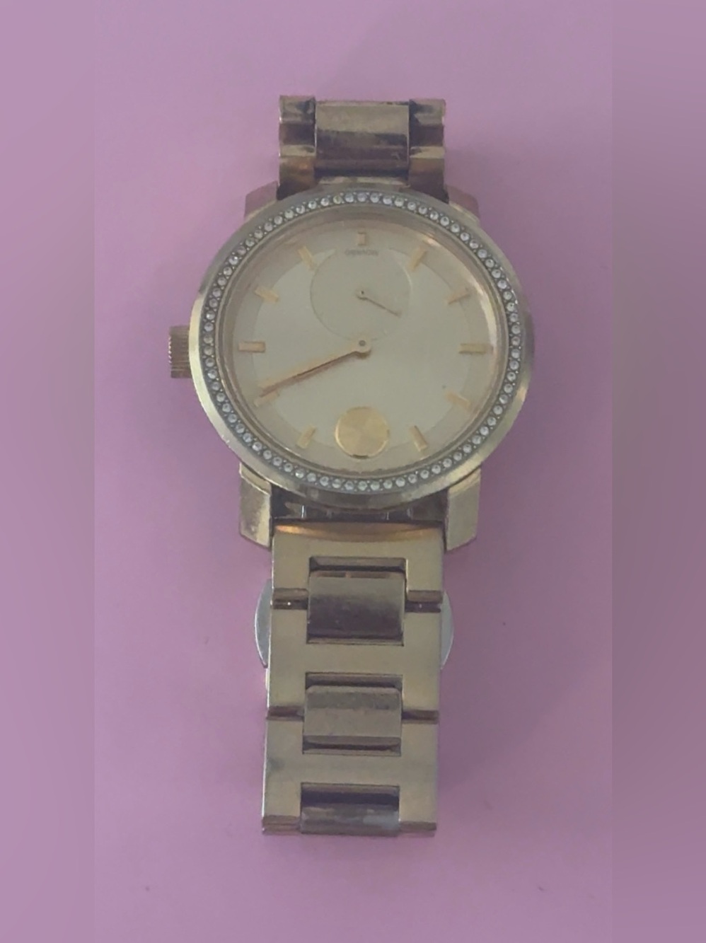 Women's Movado Bold Watch Gold Crystal Bezel Accent
